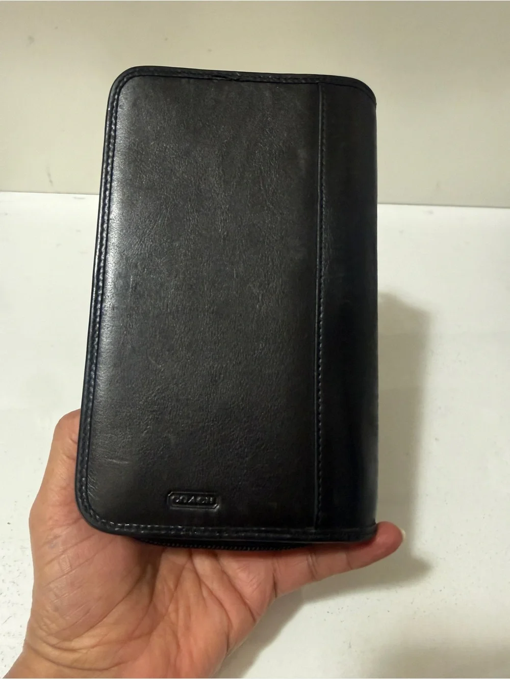 Vintage large Coach Black Leather Zip Wallet